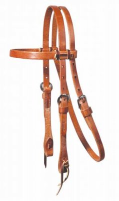 COWBOY LACED BROWBAND HEADSTALL - NICKEL-PLATED DOUBLE BUCKLES