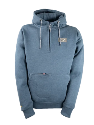 OS Man Half-Zip Hooded Sweatshirt `BRENTON` melange-blue