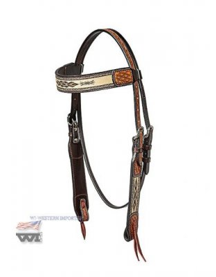 Horsemans Tack Headstall Diamond tooledwith Braided inlay