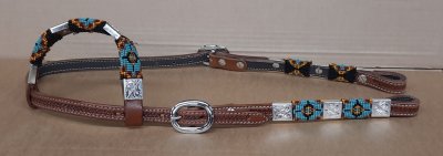 Headstall FLAT EAR with BEADS and SILVER